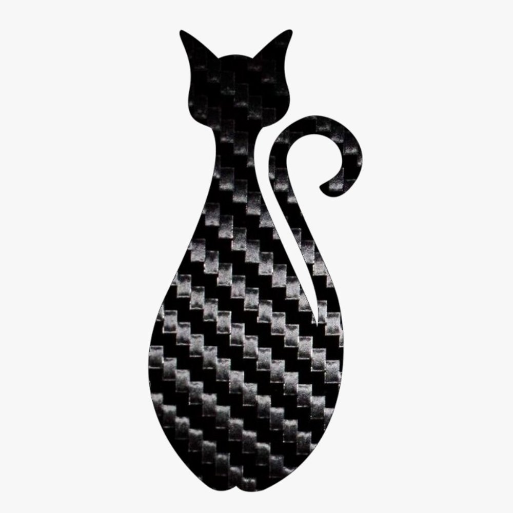 4 Pack Cat Sticker Black Carbon Fiber Vinyl Decal Logo Laptop Window